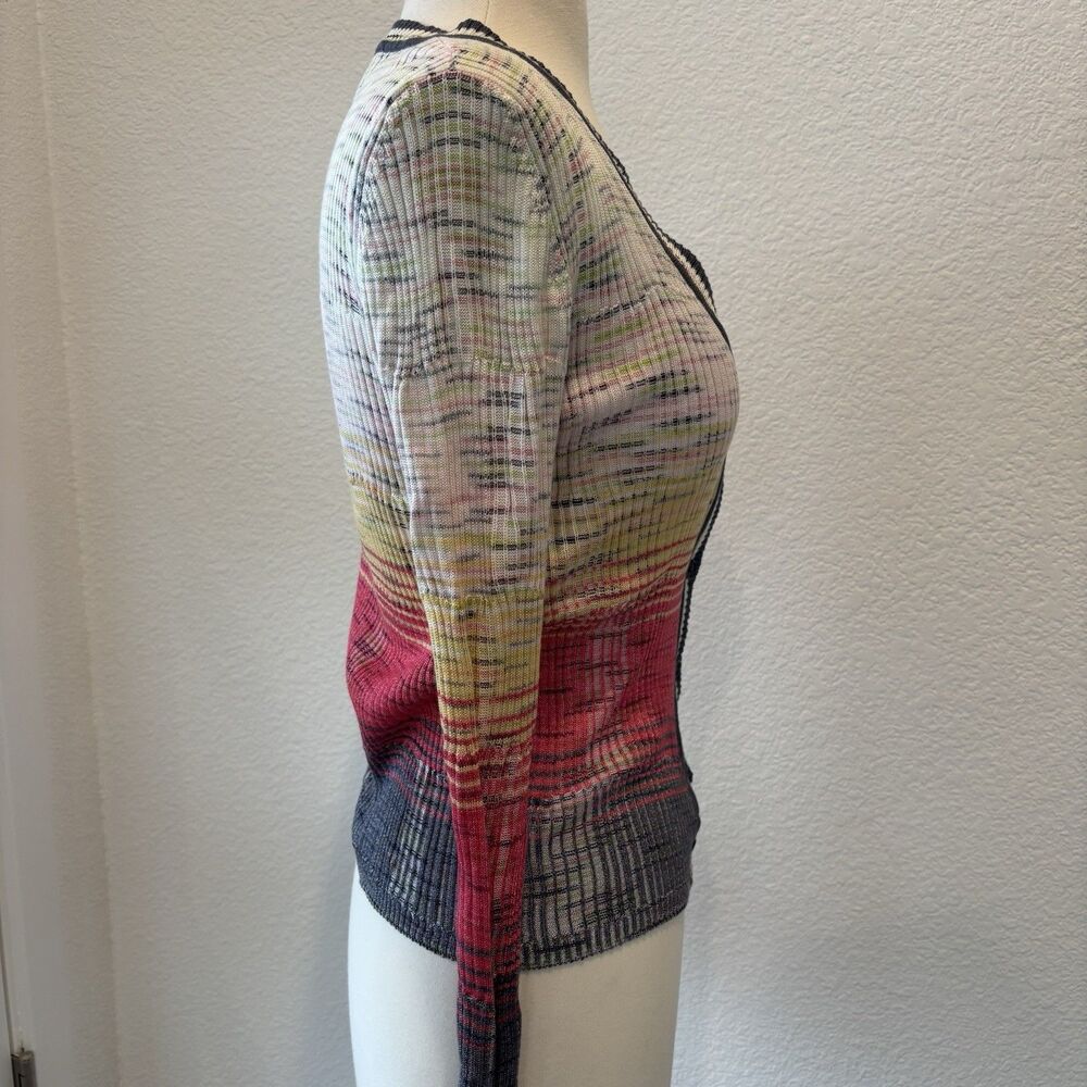 Missoni Cardigan Sweater 4 XS Multicolor Striped V-neck Made in Italy Classic - Picture 4 of 16